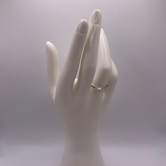 COACH Signature Silver Minimal Pave Engraved Logo Band Ring - Picture 6 of 11